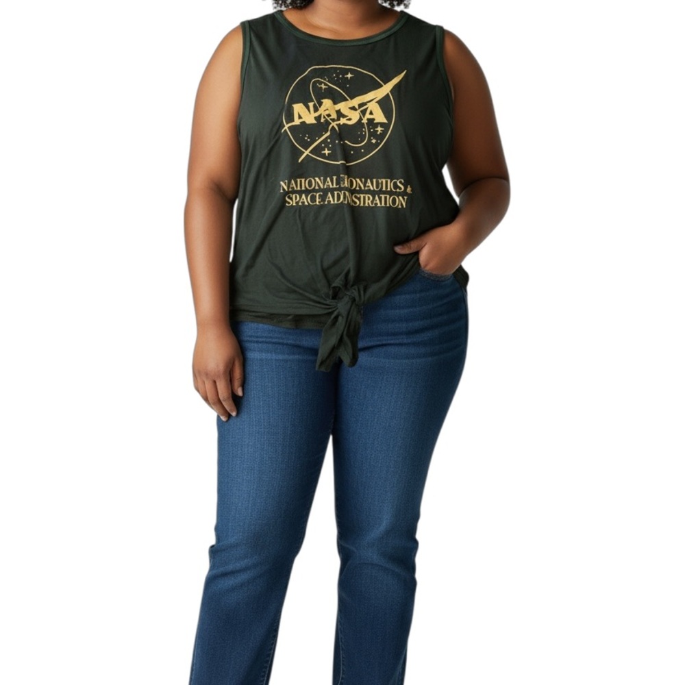 Ladies Freeze Dark Green NASA Sleeeless Tank Top with Gold Accents Size Xl